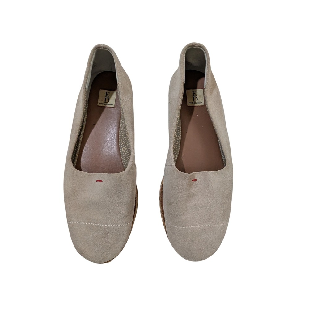 ED Ellen DeGeneres Norana Suede Ballet Flats Beige Sand Round Toe Womens 6.5M